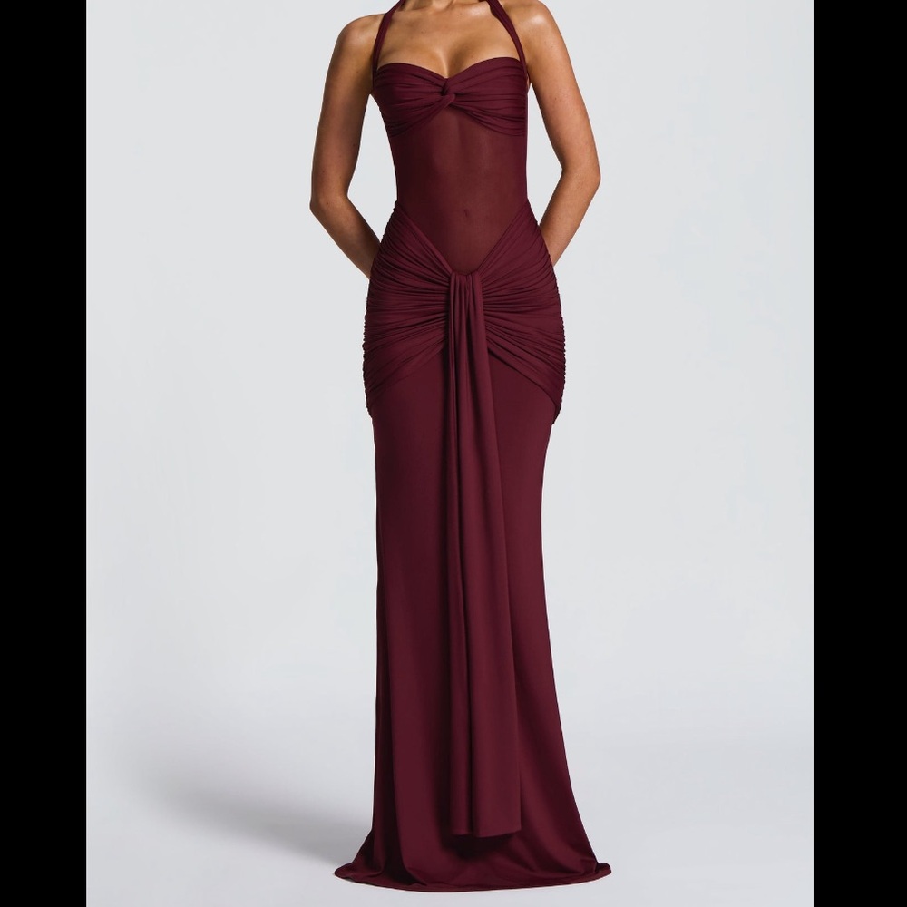 Babyboo Vixen Elegant Burgundy Halter Dress